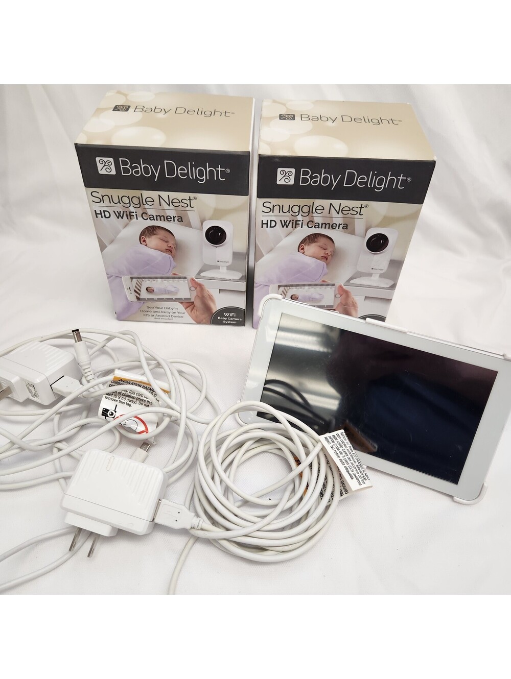 Baby Delight Snuggle Nest 7" HD Tablet & 2 WiFi Video  Monitors - White